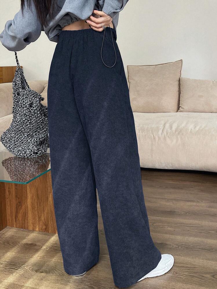 DAZY Corduroy Wide Leg Pants With Pockets For Women Fall,Winter