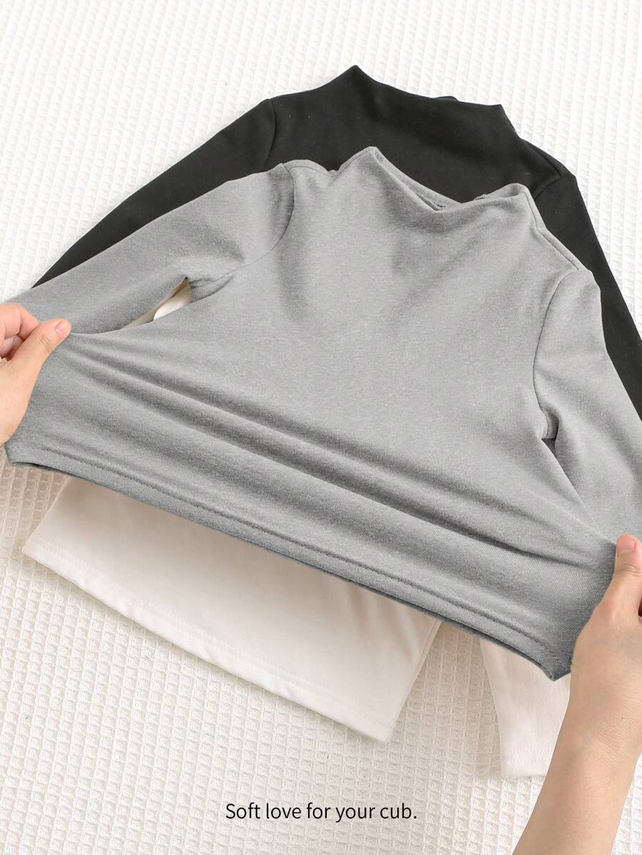 Cozy Pixies 3pcs Baby Boy Solid Color Knitted Soft Collar Long Sleeve Pullover Top Set - Multicolor - View 1