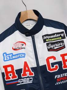 Tween Boy Graphic Pattern Stand Collar Thermal Lined Jacket For Winter - Multicolor - View 3