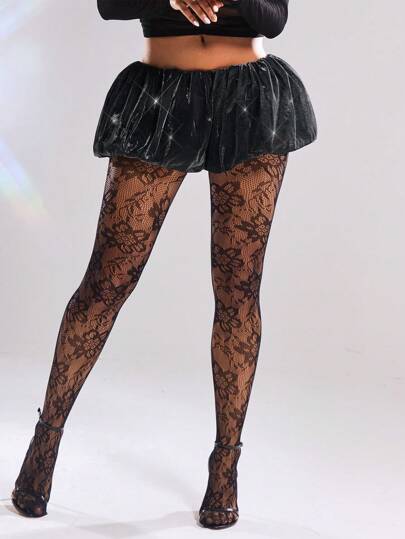 SHEIN SXY Spring/Summer Valentine's Day Wedding Season Guests Wear Y2K Black Sparkly Metallic Fabric Ultra Low Waist Ultra Cut Fluffy Skirt Short