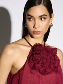 AiiRZ Top tipo camiseta de tirantes con cuello halter en rosa - Rojo - Ver 3