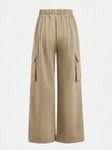 2 pezzi Set ragazza giovane: Maglietta larga con stampa ritratto e lettera stile hip hop, pantaloni cargo con pieghe