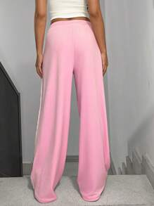 StreetHx Pantalones casuales de mujer con tela de terciopelo de unicolor y rayas laterales