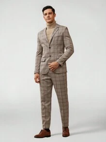 Manfinity VCAY Men Plaid Single Breasted Blazer & Pants Set - Multicolor - View 1
