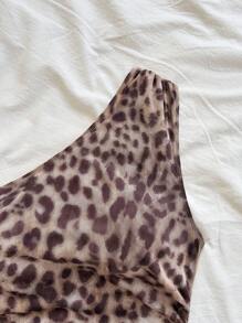 Soleia Sexy Casual Ruched One Shoulder Leopard Print Blouse - Multicolor - View 5