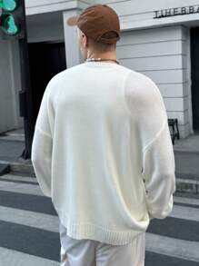 Manfinity VCAY Men's Knit Oversized Casual Loose Fit Long Sleeve Sweater