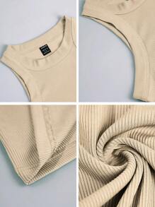 EMERY ROSE Top de tanque versátil para primavera/verano para mujeres, unicolor y sin hombros - Albaricoque - Ver 8