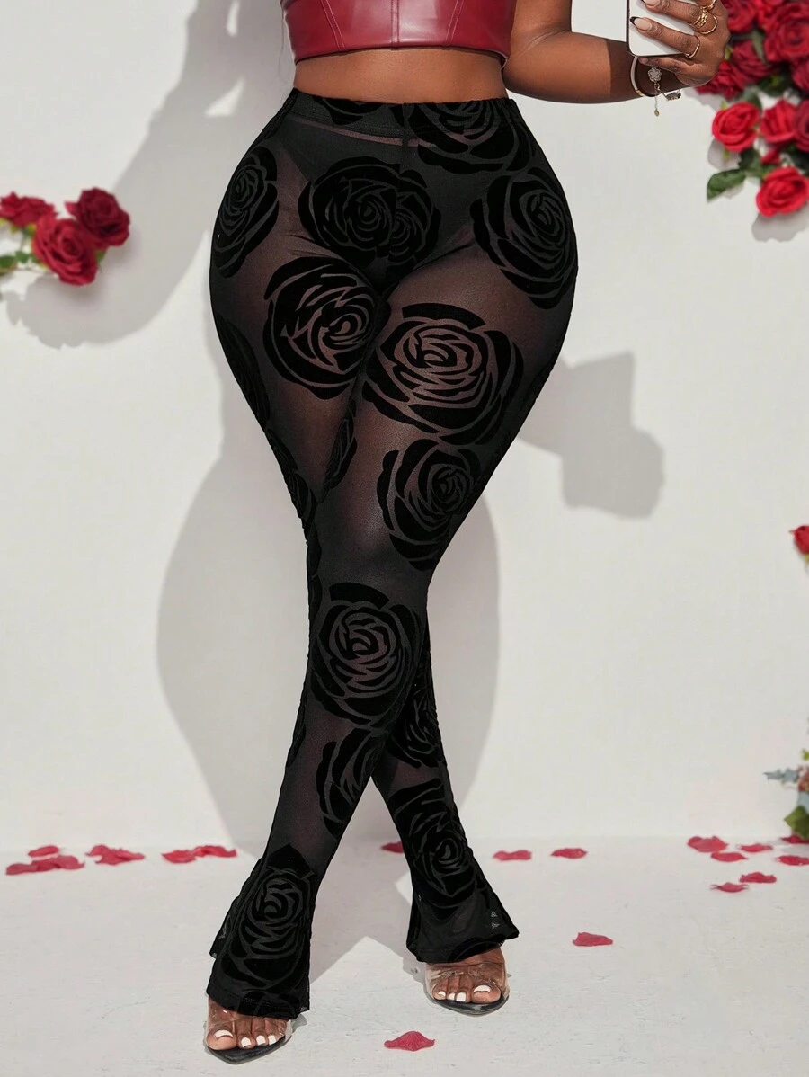 Slaydiva Women's Velvet Sheer Tights - Black - View 1