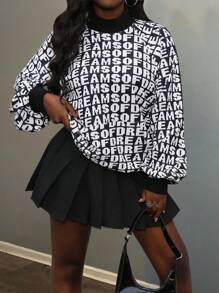 BamGleam Sudadera suelta y sexy con estampado de letras de moda casual para mujer, otoño/invierno