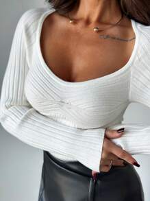 Firerie New Autumn/Winter Elegant Casual Versatile Fitted Ribbed Jacquard Knit Sweater With Mock Neck