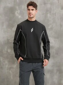 Manfinity Sport Corelite 简约时尚休闲运动卫衣，适合日常穿着 - 黑色 - 查看 5