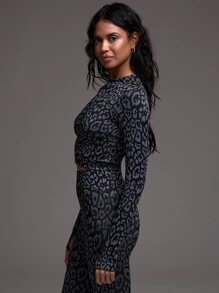 Musera Sport Chaqueta de entrenamiento con cremallera completa y estampado de leopardo, para pádel, tenis, pickleball, gimnasio y fitness