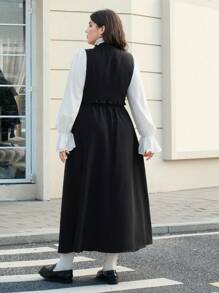 SHEIN MOD Plus Size 2Pcs Set Elegant Black Vintage Long Dress
