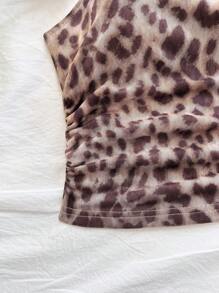 Soleia Sexy Casual Ruched One Shoulder Leopard Print Blouse - Multicolor - View 4