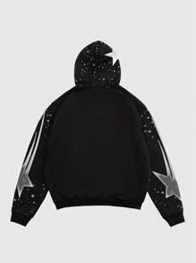 ROMWE MEN Street Life Men's Casual Figure Print Drawstring Hoodie, Autumn/Winter