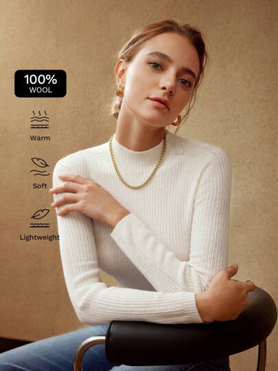 MOTF PREMIUM 100% PURE WOOL MOCK-NECK KNIT SWEATER