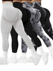 Seamluxe SHEIN Sport Women High Waist Seamless Elastic Fitness Leggings - Multicolor - View 1