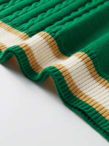 Manfinity EZcore Men's Striped V-Neck Casual Loose Knit Vest, Autumn/Winter