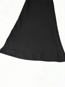 3pcs/Set Tween Girls' Flare Leg Black Pants, Versatile Casual Wear For Spring & Summer, School, Campus, College