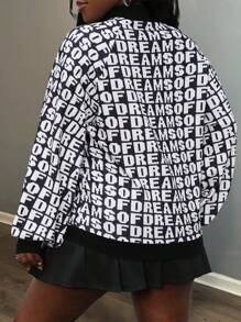 BamGleam Sudadera suelta y sexy con estampado de letras de moda casual para mujer, otoño/invierno