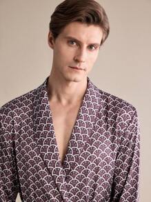 EverLounge 男士全印花长袖中长家居服长袍