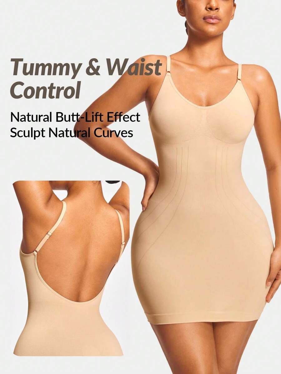 SHAPORA Seamless High-Waisted Mid Thigh Short Shapewear Bottom Body Shaper Butt Lifter-Tummy Waist Thigh Control - Beige - View 1