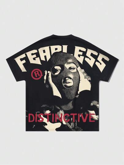 Street Life T-shirt à manches courtes ample à imprimé de figure de rue pour homme, t-shirt graphique vintage de haute rue d'été