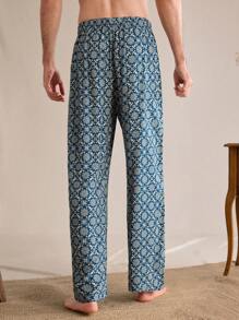 SHEIN EverLounge Pantalones casuales sueltos y rectos con estampado floral para hombre, pantalón de estar en casa