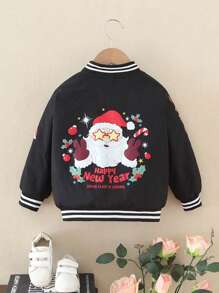 Young Girls Punk Style Jacket, Fashion Bomber Jacket For Holiday & Rock 'N' Roll, Spring Autumn Casual Cardigan With Snake Print, For Christmas - Black - View 1