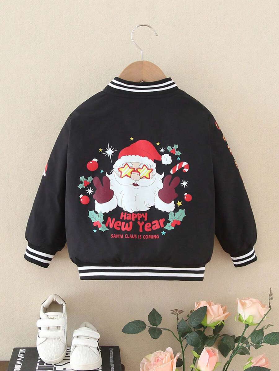 Young Girls Punk Style Jacket, Fashion Bomber Jacket For Holiday & Rock 'N' Roll, Spring Autumn Casual Cardigan With Snake Print, For Christmas - Black - View 1