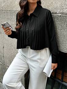 Calvaya Women Plus Size Simple Solid Color Casual Everyday Blouse Women Shirt
