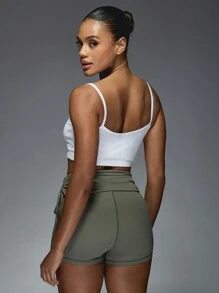 MISSGUIDED Stylish High-Waisted Drawstring Athletic Workout Shorts Lucky Charm Training Shorts Irish-Themed Exercise Shorts With Side Ruching Perfect For St Patricks Day Festivities
