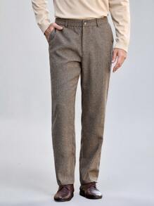 Manfinity VCAY 1pc Men's Woven Slim-Fit Long Mid-Rise Straight-Leg Casual Pants, Suitable For Autumn