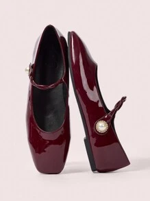 CUCCOO DOLLMOD Fashionable Red Strappy Pointed Toe High Heel Pumps Valentines - Burgundy - View 1