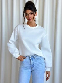 Aloruh Sudadera con estampado floral colocado para mujer, moda europea y americana