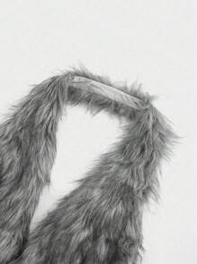 ROMWE Grunge Punk Milenium Y2K Halter Neck Sexy Vintage Fur Collar Cross Pendant Tank Top For Women
