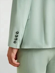 Mainfolk Men Single Breasted Blazer & Tailored Pants - Mint Green - View 5
