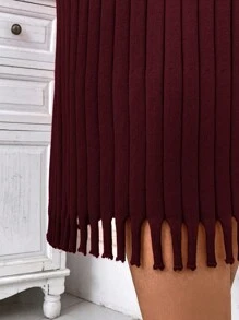 Celure Plus Size Dames Mid-Calf Lengte Ronde Hals Effen Kleur Geplooide Taille Getailleerd Elegante Lange Mouw Trui Jurk, Winter