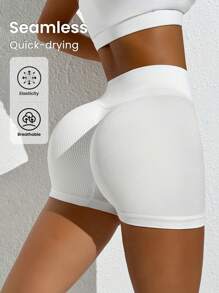 SHEIN 2pcs Minimalist Solid Color High Waist Seamless Sports ShortsWomen Sweat Short, Gym Short, Biker Short - Multicolor - View 2