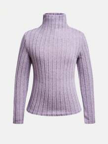 SHEIN adolecent Girl Pull col roulé en tricot doux et polyvalent de couleur unie, achetez-en 1 et obtenez-en 2, Top à manches longues