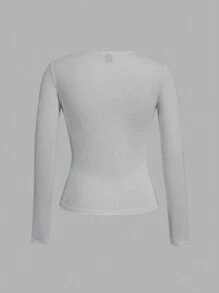 SHEIN EZwear 3pcs Women Casual Tight Round Neck Long Sleeve T-Shirt Set, Spring/Autumn And Winter - Multicolor - View 4