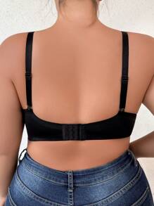 Plus Size Women's Lace & Underwire Lingerie Bra Single Pack - Black - View 2