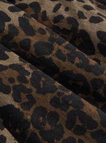 SHEIN MOD 女式时尚豹纹荷叶边下摆褶皱牛仔半身裙 - 彩色 - 查看 3