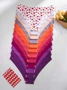 12pcs/Pack Valentine's Day Heart Design Seamless Underwear Briefs - Multicolor - View 1