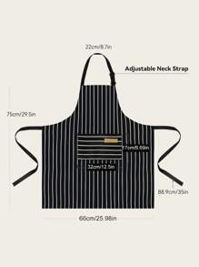 SHEIN 1/2PCS Striped Halter Neck Apron - Oil Resistant Kitchen Apron With 2 Pockets, Adjustable Ties For Cooking & Cleaning, Unisex Chef Apron For Home & Restaurant Use - Black and White - View 5