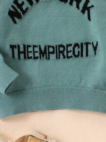 sweat-shirt à capuche tricoté versatile mignon et avec lettre pour bébés garçons