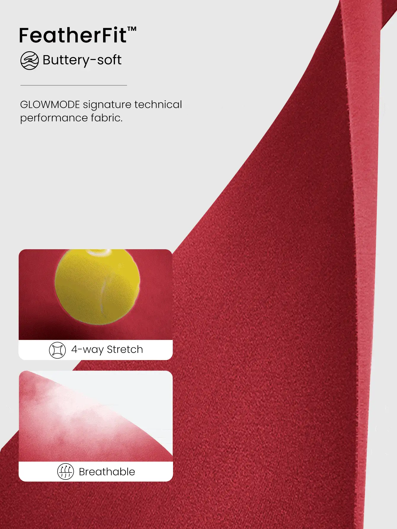 GLOWMODE FeatherFit™ Slim-It Streamline Performance Secure Pockets Zip Up Red Jacket Low Impact Yoga Daily Fall
