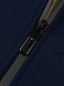 Manfinity Homme Men's Letter Pattern Thermal Lined Hooded Jacket, For Autumn/Winter, Men Fleece Hoodie, Men Zip Up Hoodie, Men Sherpa Lined Hoodie