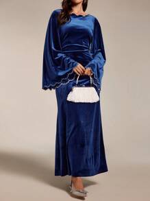 Modelyn 女士优雅喇叭袖连衣裙，秋冬