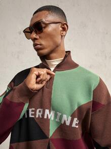 AKNOTIC Business Casual New Loose Drop Shoulder Half Zip Up Sweater For Men, Suitable For Autumn/Winter